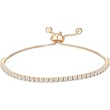 PAVOI 14K Gold Plated Cubic Zirconia Classic Tennis Bracelet for Women | Adjustable Slider