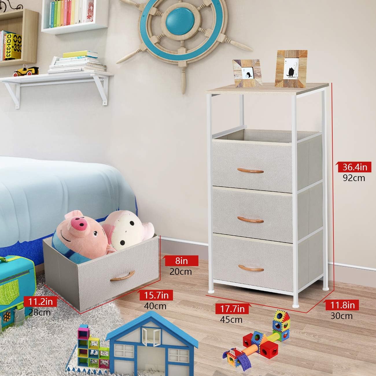 COSYLAND 4 Drawer Dresser Storage Tower, Fabric Organizer Unit Stable for Bedroom, Closet, Entryway, Hallway, Nursery Room Beige: Home Improvement