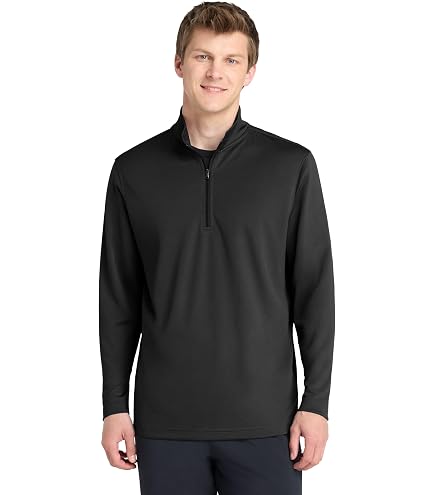 Port Authority Men's Vertical Texture Quarter-Zip Pullover Black