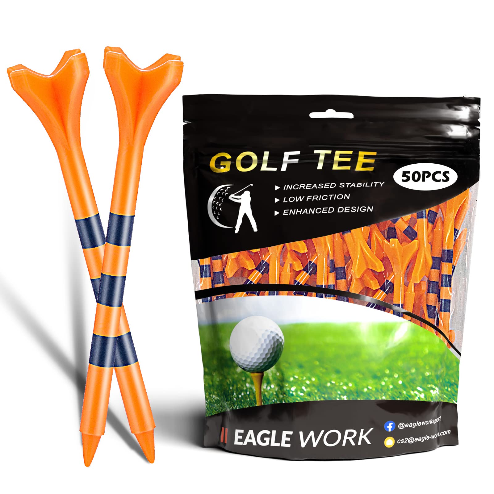 EAGLE WORK Plastic Golf Tees, Pack of 50(2-3/4'') 4