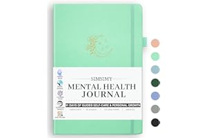 SIMSIMY Mental Health Journal, 91-Day Self Care Journal for Women Men, Guided Anxiety & Stress Relief Journal with Mood Tracker, Cognitive Behavioral Therapy Journaling with Mental Health Coloring Pages & Dream Log