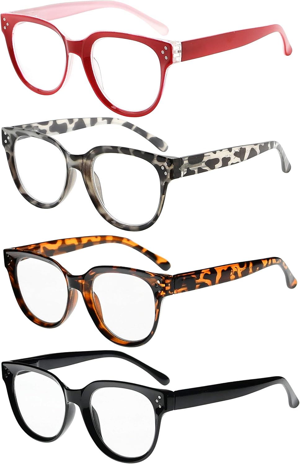 Eyekeeper 4-Packing Oversize Reading Glasses Women Stylish Readers +0.75, Multicolor