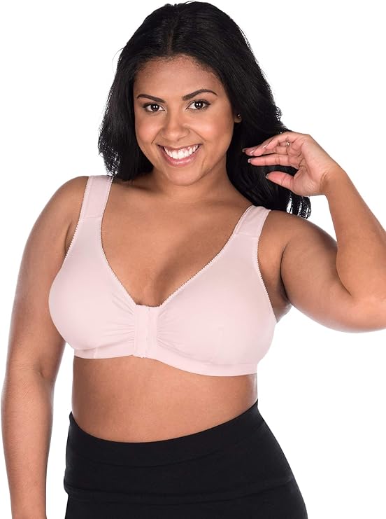 LEADING LADY Women's Plus Size Sleep Leisure Cotton Bra Cotton Front