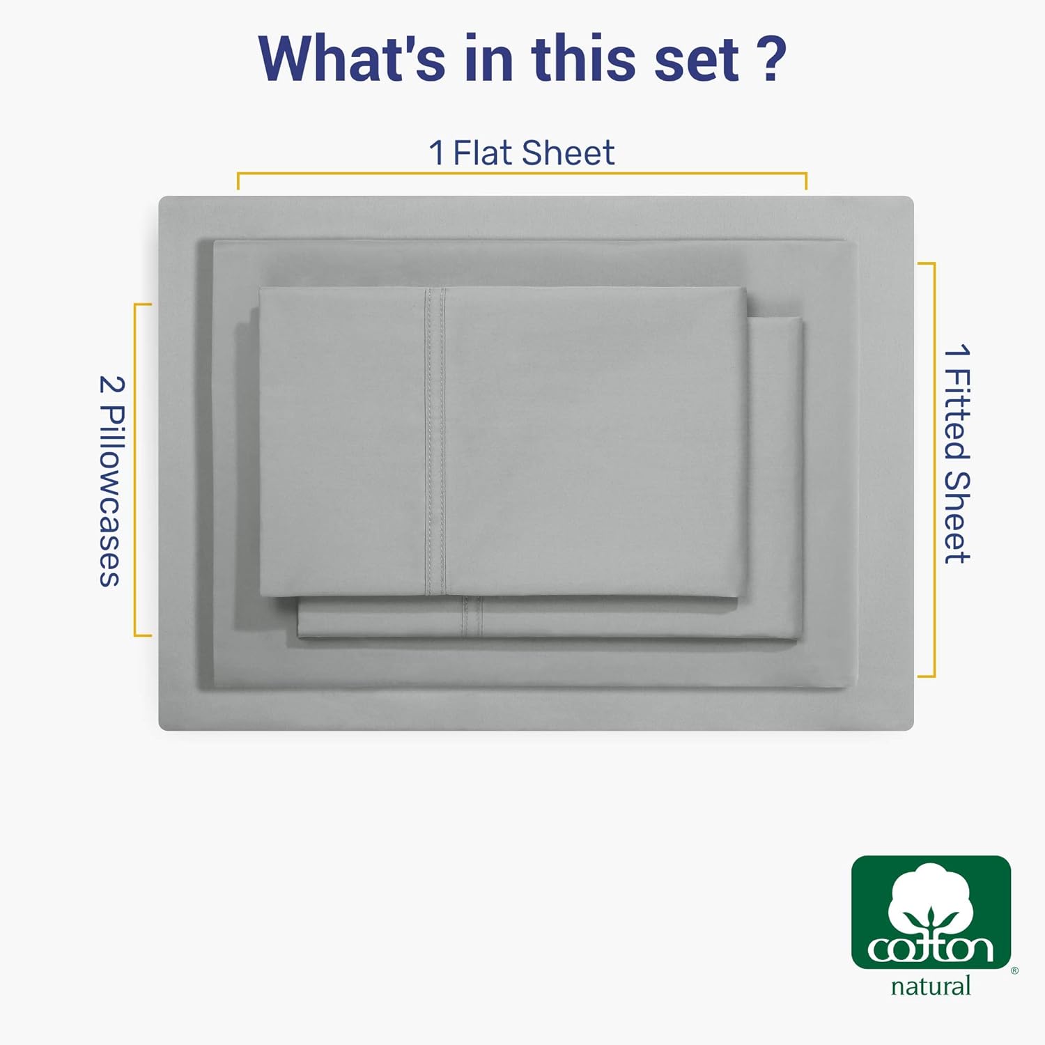 600 Thread Count Best Bed Sheets 100% Cotton Sheets Set Light Grey Extra Long Staple Cotton Queen Sheet For Bed, Fits Mattress 16'' Deep Pocket, Soft & Sateen Weave 4 Piece Sheets and Pillowcases Set: Home & Kitchen