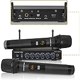 Sound Town 100 Channels Wireless Microphone Karaoke Mixer System with 2 Metal Handheld Microphones, Optical (Toslink), AUX, for Smart TV, Home Theater, Sound Bar (SWM16-2MEGA)