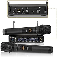 Sound Town 100 Channels Wireless Microphone Karaoke Mixer System with 2 Metal Handheld Microphones, Optical (Toslink), AUX, f