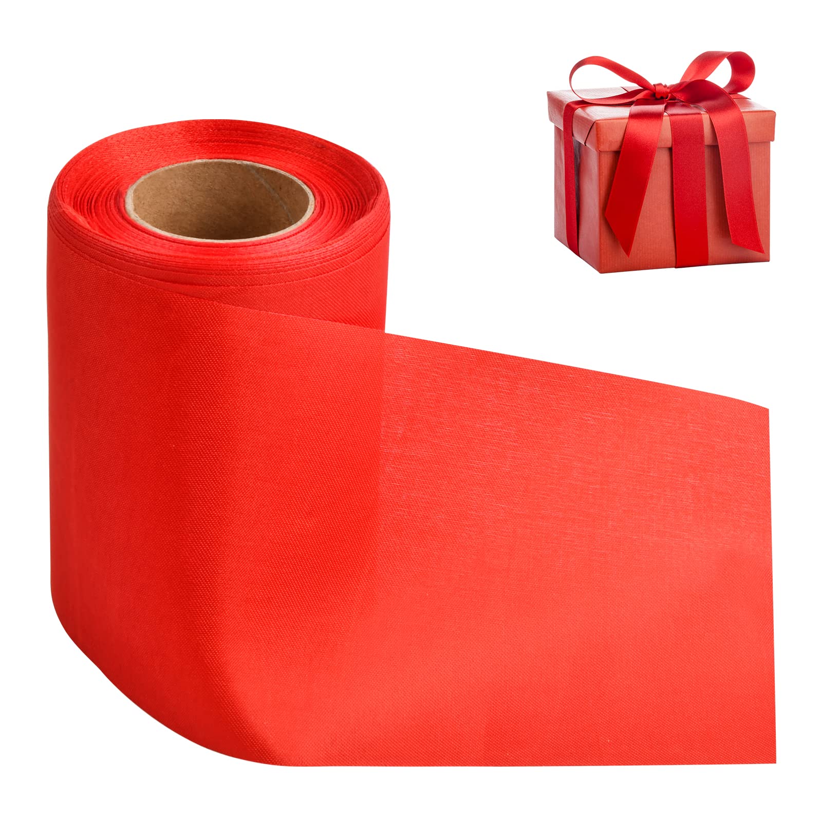 Satin Ribbon - Red, 100mm Wide, Large Christmas, Wedding Car Cutting, Crafts, Gift Wrapping, Party, Floristry, Cake, DIY Sewing