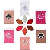 PARAMISS Lip Gloss Pigment Powder Natural Lip Dye 5 Colors x 10G and White Metallic Shimmer Pearl Glitter Pigment Powder for 