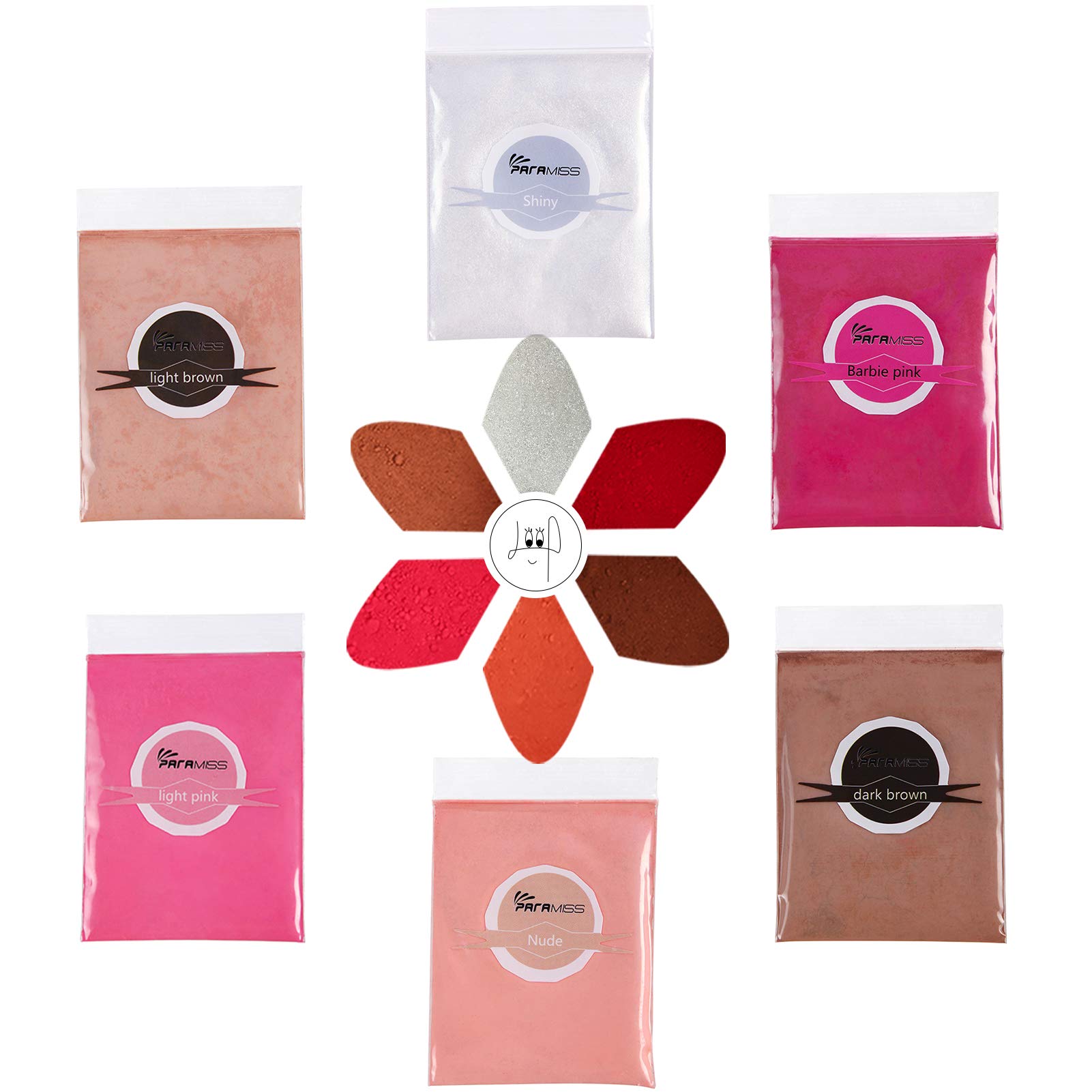 PARAMISS Lip Gloss Pigment Powder Natural Lip Dye 5 Colors x 10G and White Metallic Shimmer Pearl Glitter Pigment Powder for Lip Gloss Lipstick Eyeshadow Cosmetic Gradelip gloss making pigment