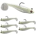 USA Bass Tackle Patriot Shad - Scent Infused Paddle Tail Swimbaits Pre Rigged Fishing Lures Premium Bait Strong Owner Hook, Fishing Gear for Bass Freshwater Predator Fish