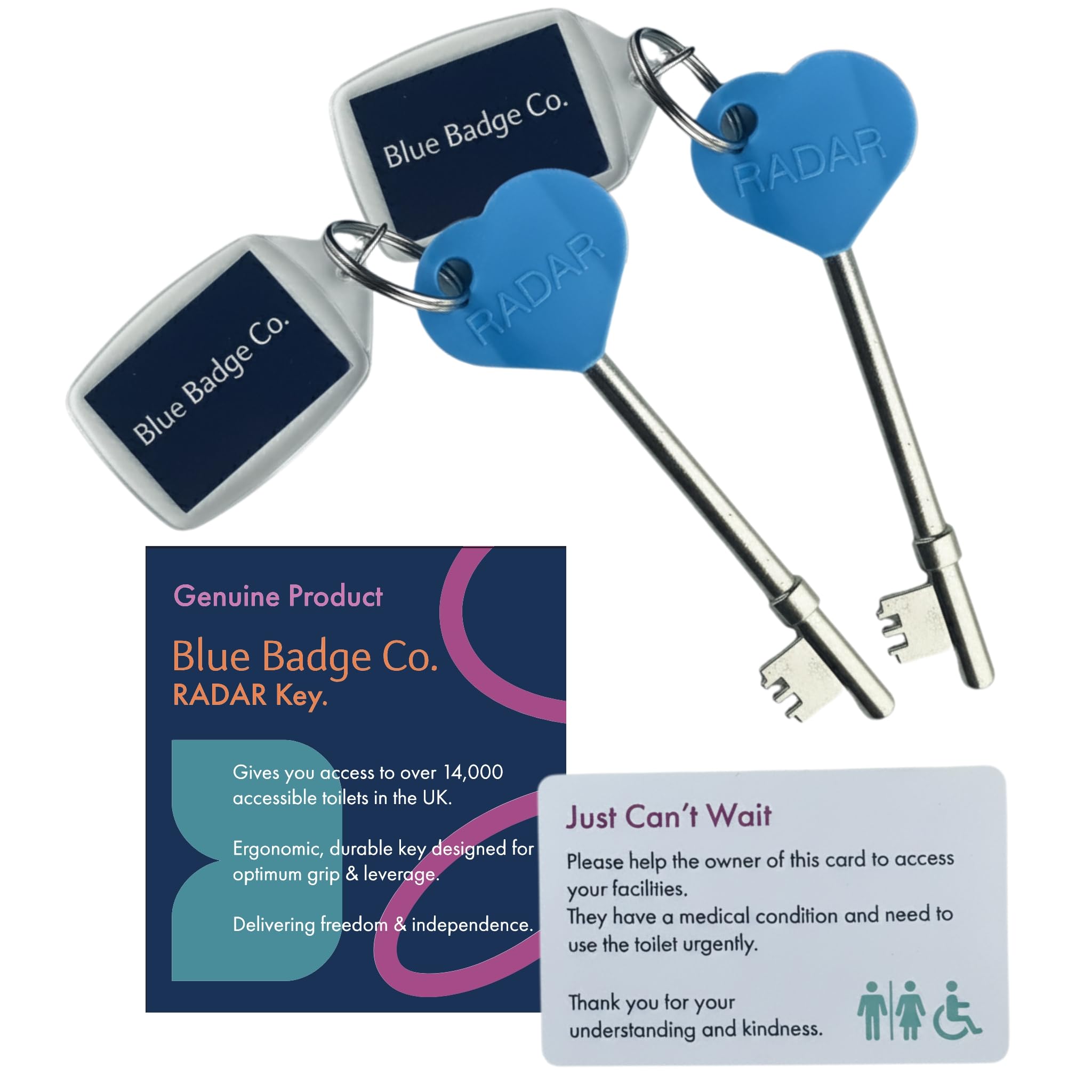Blue Badge Co Genuine NKS Radar Key Twin Pack for Disabled Toilets Acessible Loos in The UK Easy Turn Acess Key Ideal for Disabled Blue Badge Holders, ibs Relief, airports, Public Bathroom with Locks