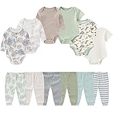 BABYSOLIS Four Seasons Baby Layette Sets 12 Pack Unisex Infant Boys Girls Pants and Long/Short Sleeve Bodysuits