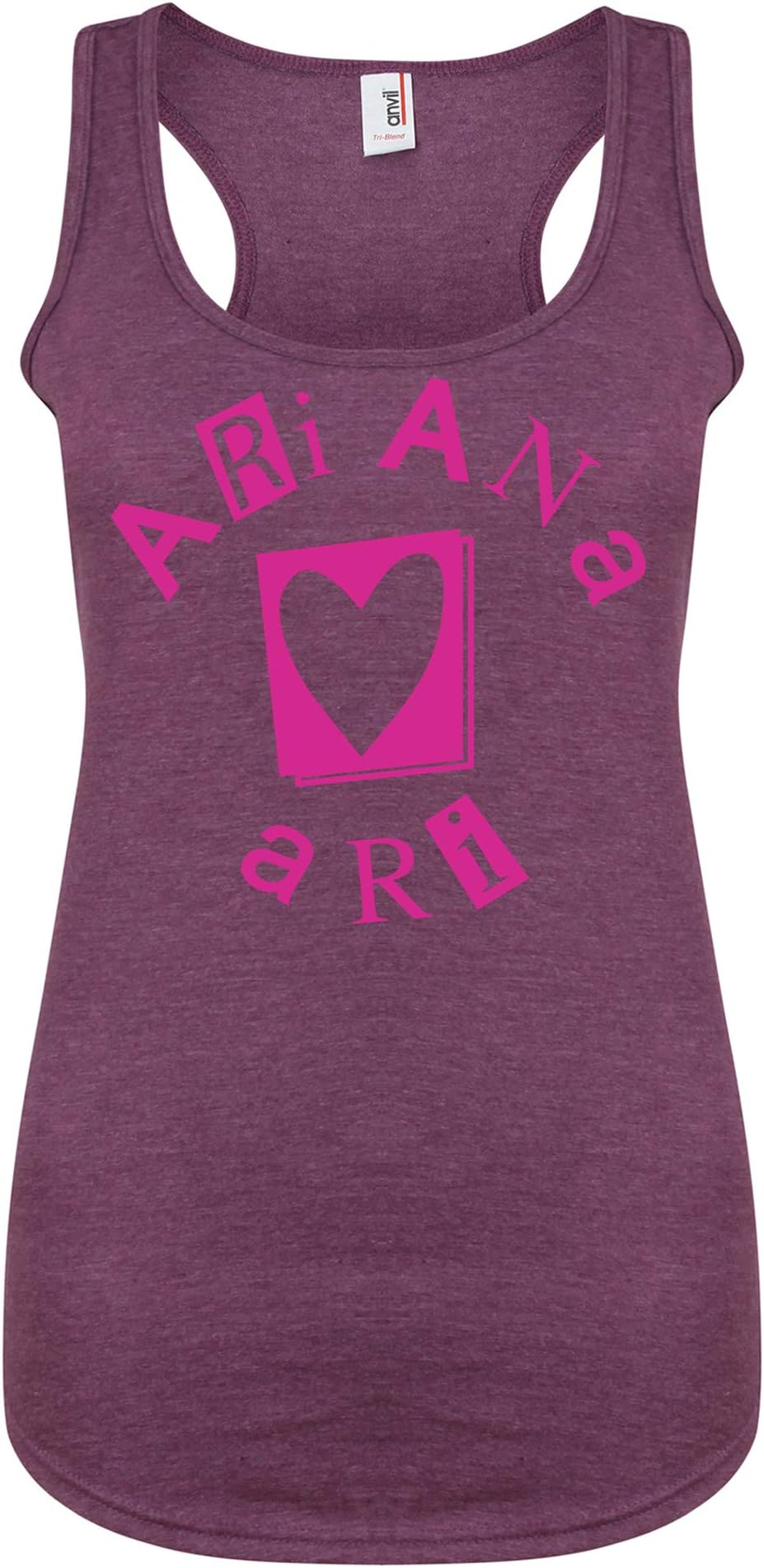 Kelham Print Womens Slogan Racerback Vest Top Ariana Heart Ari Purple