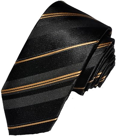 Covona Men's Narrow Black-Gold-Striped 