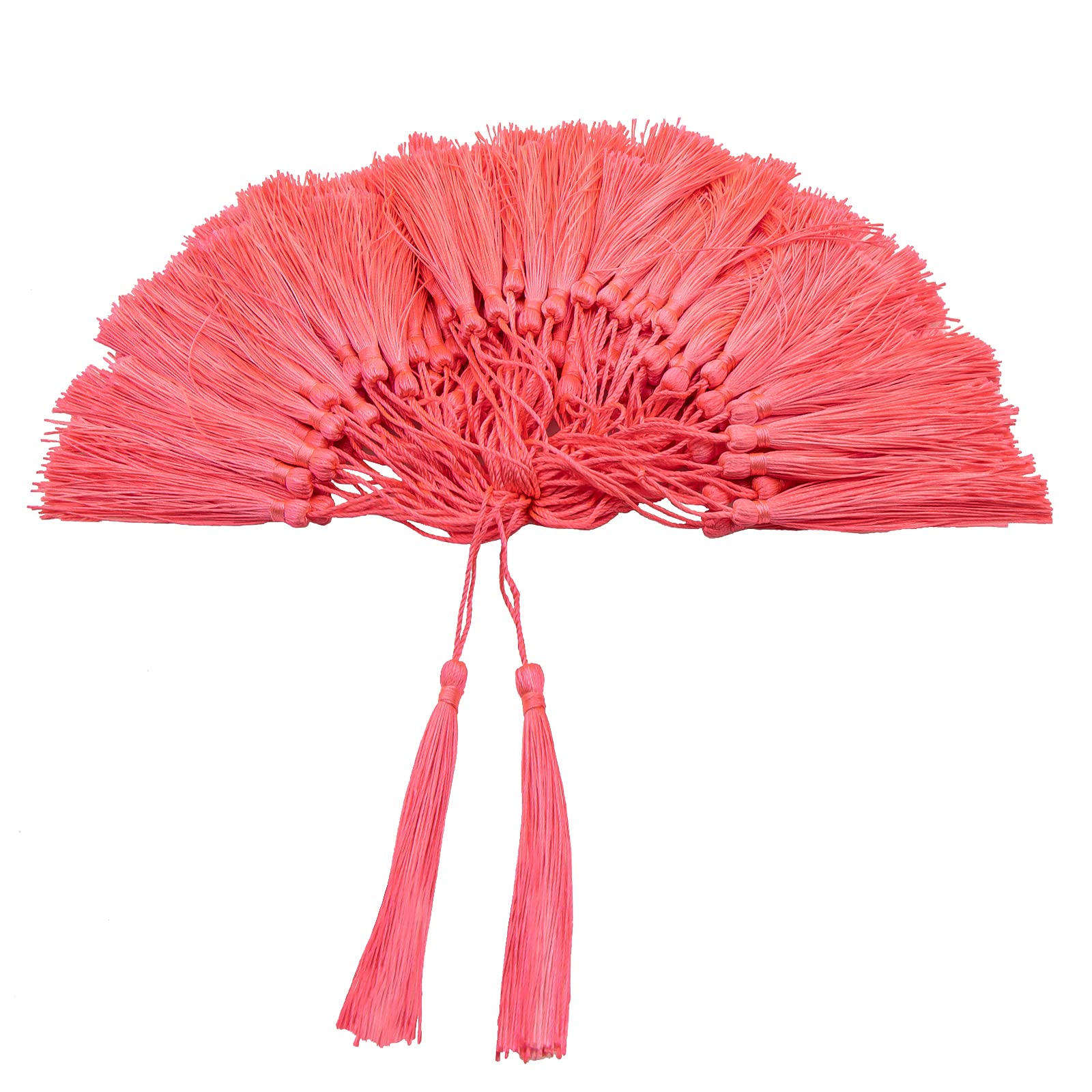 VAPKER 100 Pieces Bright Pink Color 13cm/5-Inch Silky Handmade Soft Tassels Floss Bookmark Tassels with 2-Inch Cord Loop for Jewelry Making, DIY Projects, Bookmarks