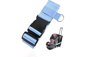 BIGCOON Car Seat Travel Belt to Suitcase,Car Seat Travel Strap to Convert Kid Car Seat and Carry-on Luggage to Airport Car Seat Stroller Carrier,Safe Travel Solution for Transport Car Seat (Blue)