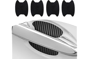 awlbed Pack-4 Car Door Handle Door Bowl Sticker, 3.3" x 2.6" Carbon Fiber Waterproof Sun-Proof Decoration, Anti-Scratch Protective Film, Universal for Car Non-Marking Self-Adhesive Sticker (Black)