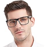 MARE AZZURO Oversized Square Reading Glasses Men Large Readers Big Face 1.0 1.25 1.5 1.75 2.0 2.25 2.5 2.75 3.0 3.5 4.0 5.0 6.0 (Black, 1.50)