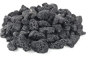 KAYSO INC Lava Rocks - Decorative Landscaping Rocks or Gas Fire Pits Rocks, Black and Red, 3/4" (.75") - 1 1/2" (1.5") (Black 10 LB)