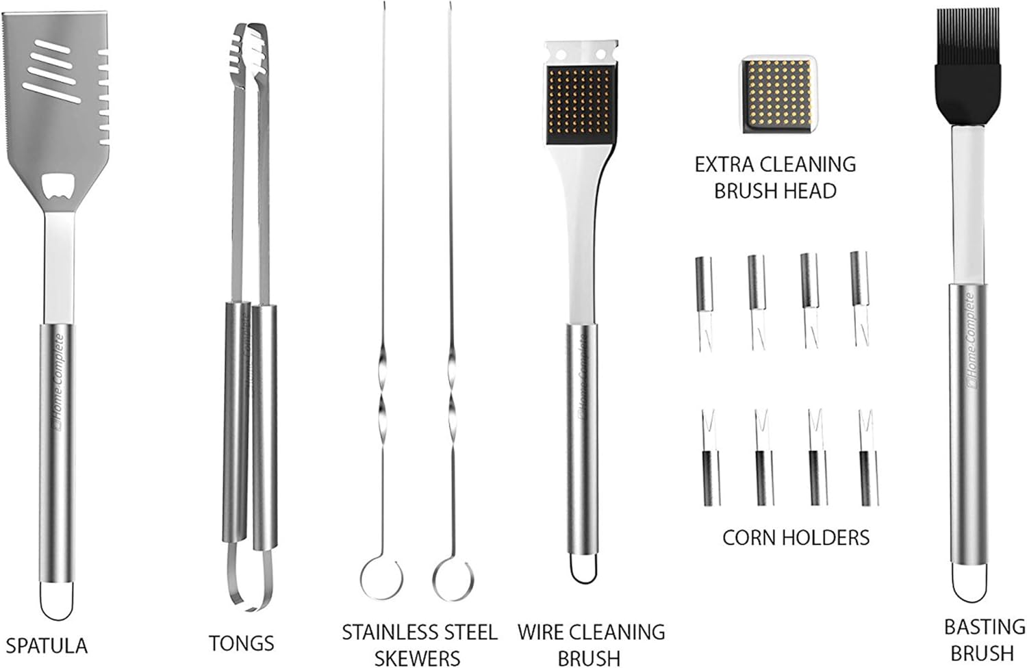 Home-Complete BBQ Grill Tool Set- Stainless Steel Barbecue Grilling Accessories with 7 Utensils and Carrying Case, Includes Spatula, Tongs, Knife : Garden & Outdoor