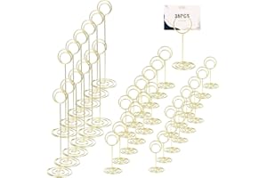 DIVINA VITAE 36 Pcs Table Number Holders Gold, 3 Size Place Card Holder Gold Picture Holders for Centerpieces Name Numbers Memo Note Cards Wire Photo Clip Tables Card Holder Stand for Wedding Anniversary Party