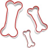 3-Piece Dog Bone Cookie Cutters Set - Dog Treats Cutters, Bone Shapes, 2.4" to 3.9" Soft PVC Coated