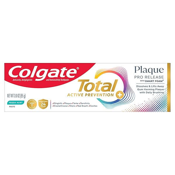 COLGATE TOTAL PLAQUE PRO RELEASE FRESH MINT TOOTHPASTE, 1 PACK, 3.0 OZ TUBE