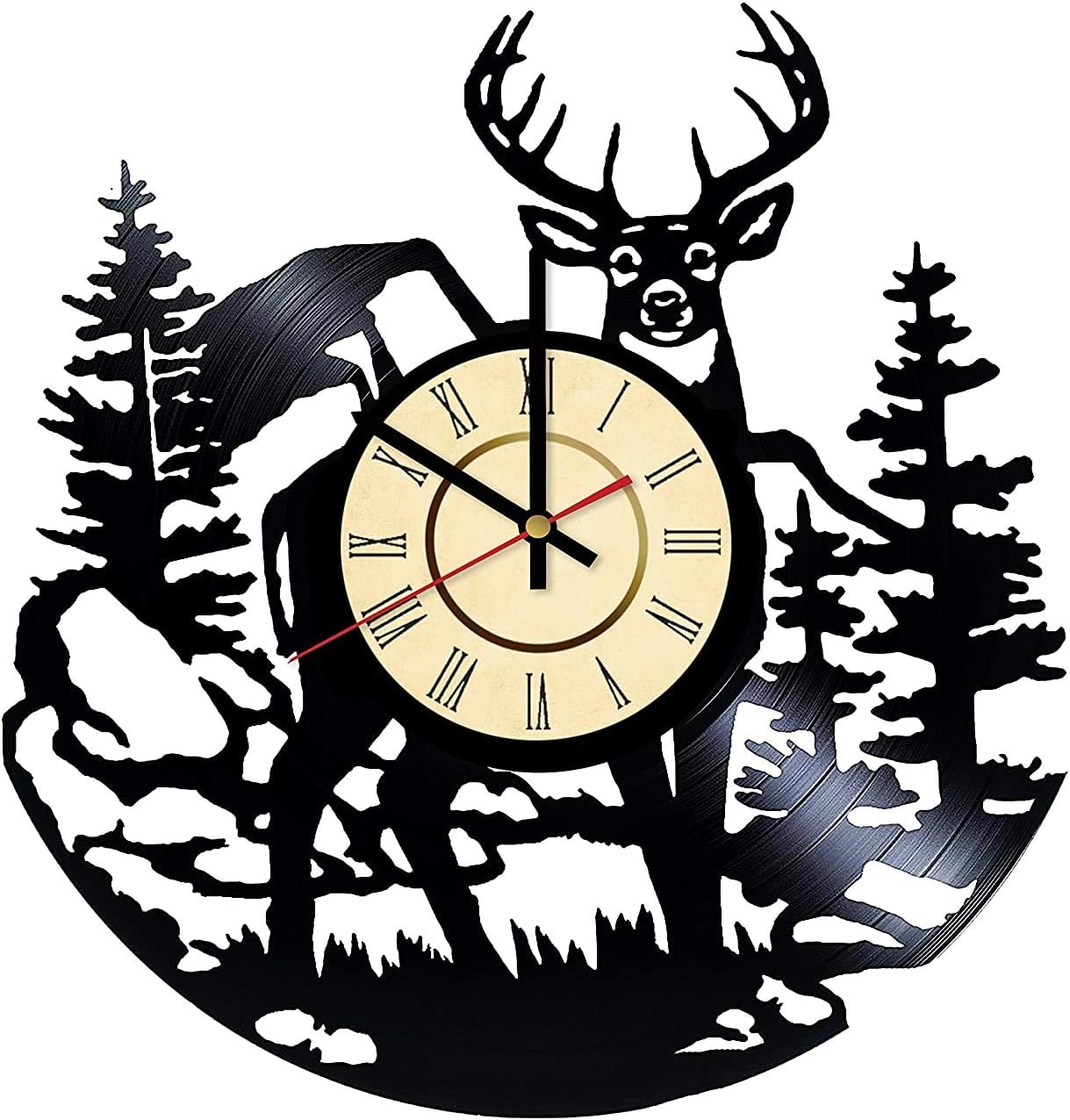 Deer Handmade Vinyl Record, Deer Wall Clock, Deer Wall Art