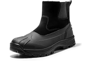 NORTIV 8 Mens Slip on Winter Waterproof Rain Boot for Outdoor