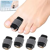 DLMDLM 4pcs Hammer Toe Straightener with Aluminum Plate, Adjustable Hammer Toe Corrector for Women & Men,Toe Splints Wraps Relief for Curled, Bent Toes,Crooked & Broken Toes(Large)