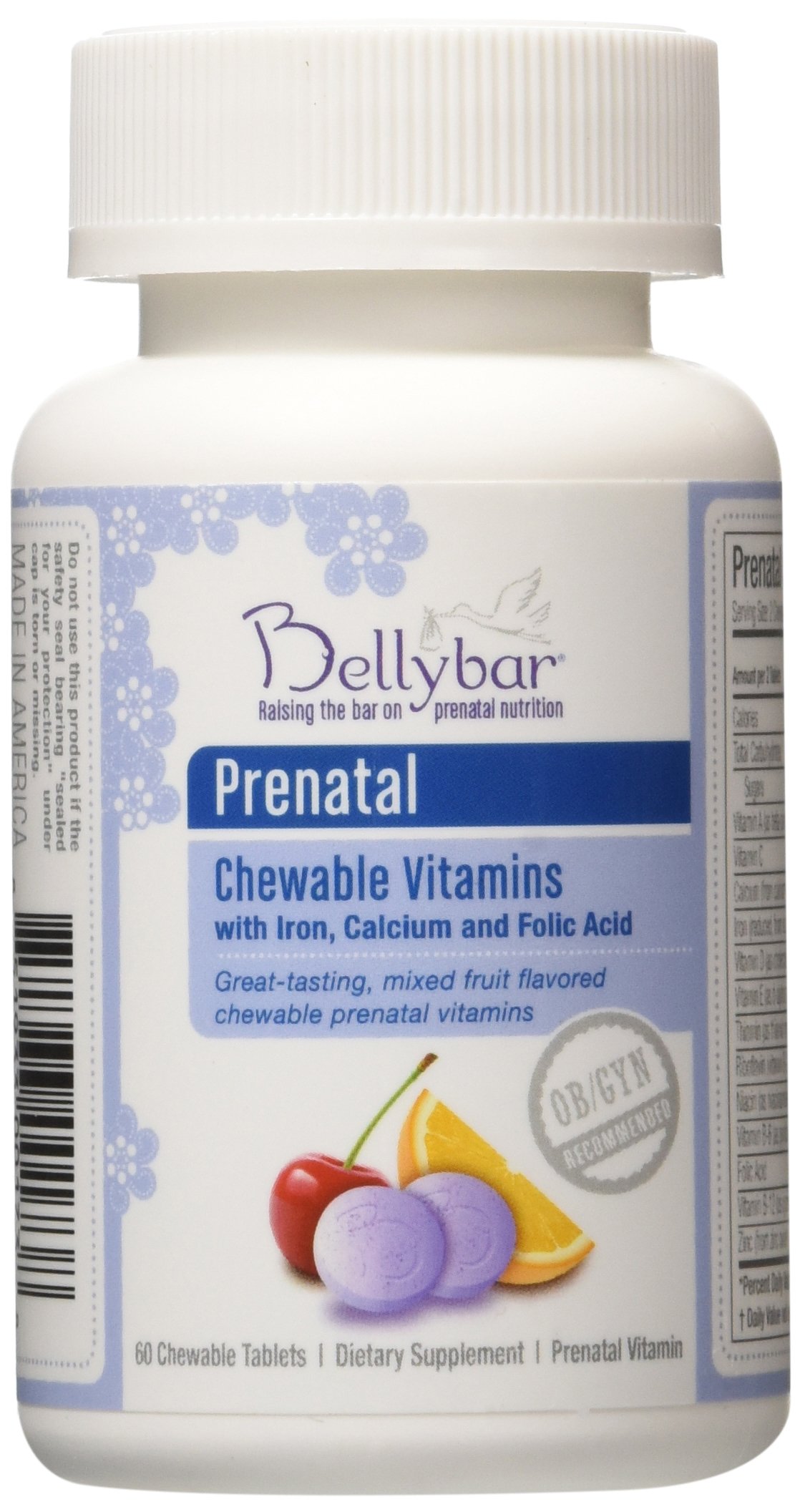 Bellybar Chewable Prenatal Vitamins, Mixed Fruit Flavor, 60