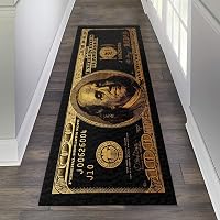 HUAHOO Läufer-Teppich Mit 100 Dollar Note Design – Rutschfester Türvorleger Für Wohnzimmer, Flur (80x200 Cm)
