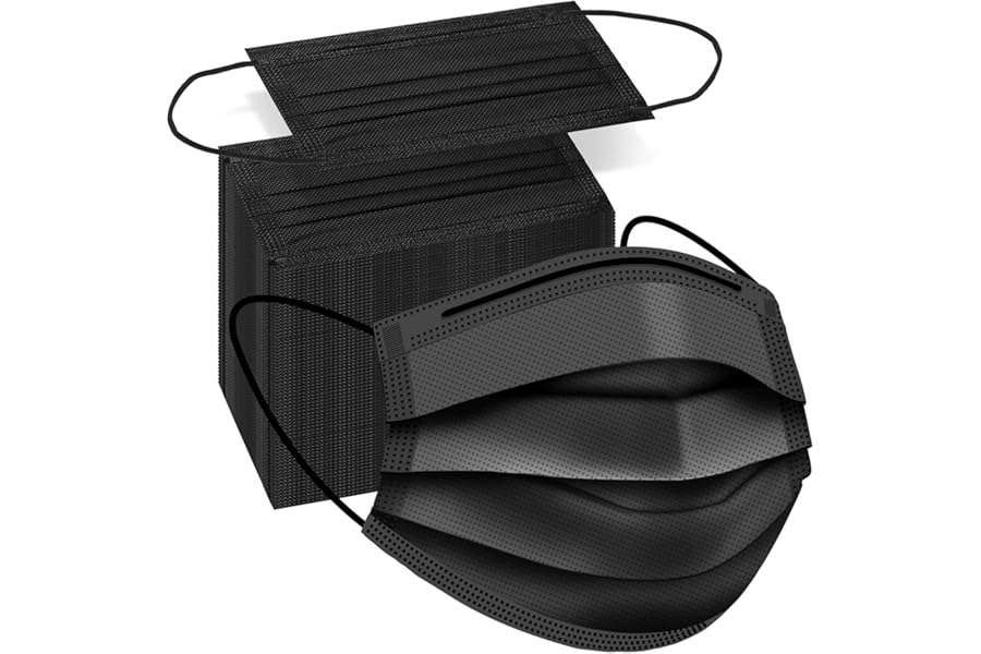 ZTANPS 100 PCS Disposable Face Masks, Black Disposable Masks, 3 Ply Protection Face Masks