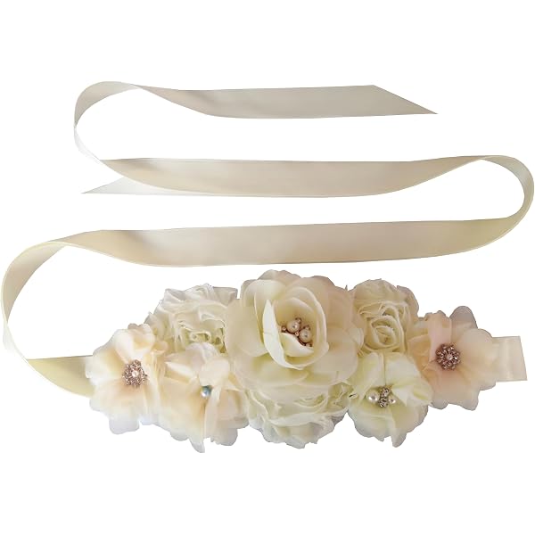 7715 Maternity Flower Sash Belt Headband Set, Women Girls Wedding Baby Amazon.com: Lauthen.S Maternity Flower Sash Headband Set  main image 4