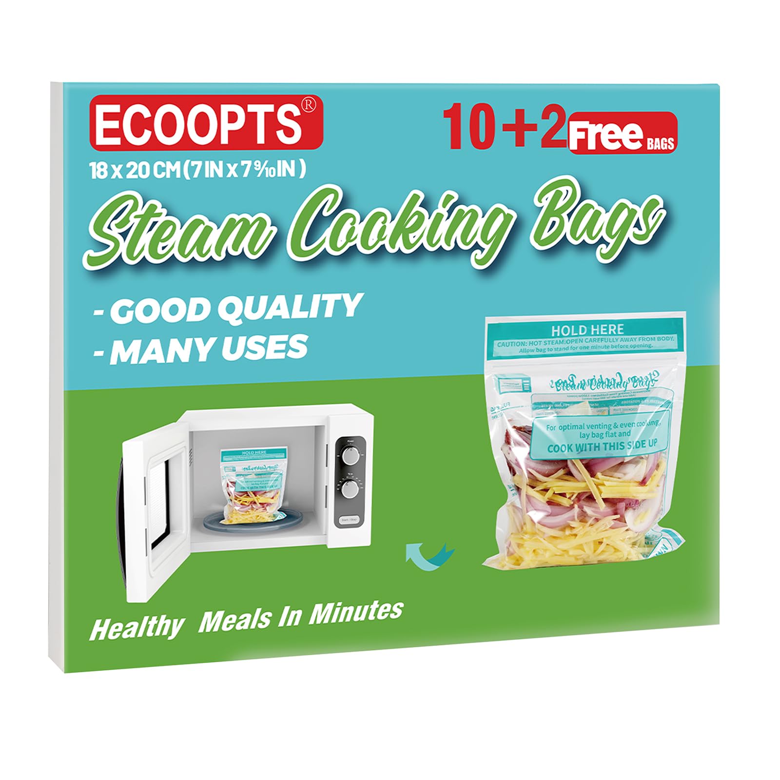 Photo 1 of **pack of 2**WRAPOK 12 Steam Cooking Bags Microwave Steamer Bags for Vegetables,Potatoes and Meat (12, Medium)