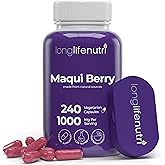 LongLifeNutri Maqui Berry 1000 mg – 240 Veg Caps (4-Month Supply), Organic Antioxidant Superfruit, Vegan, Non-GMO, GMP-Made in USA
