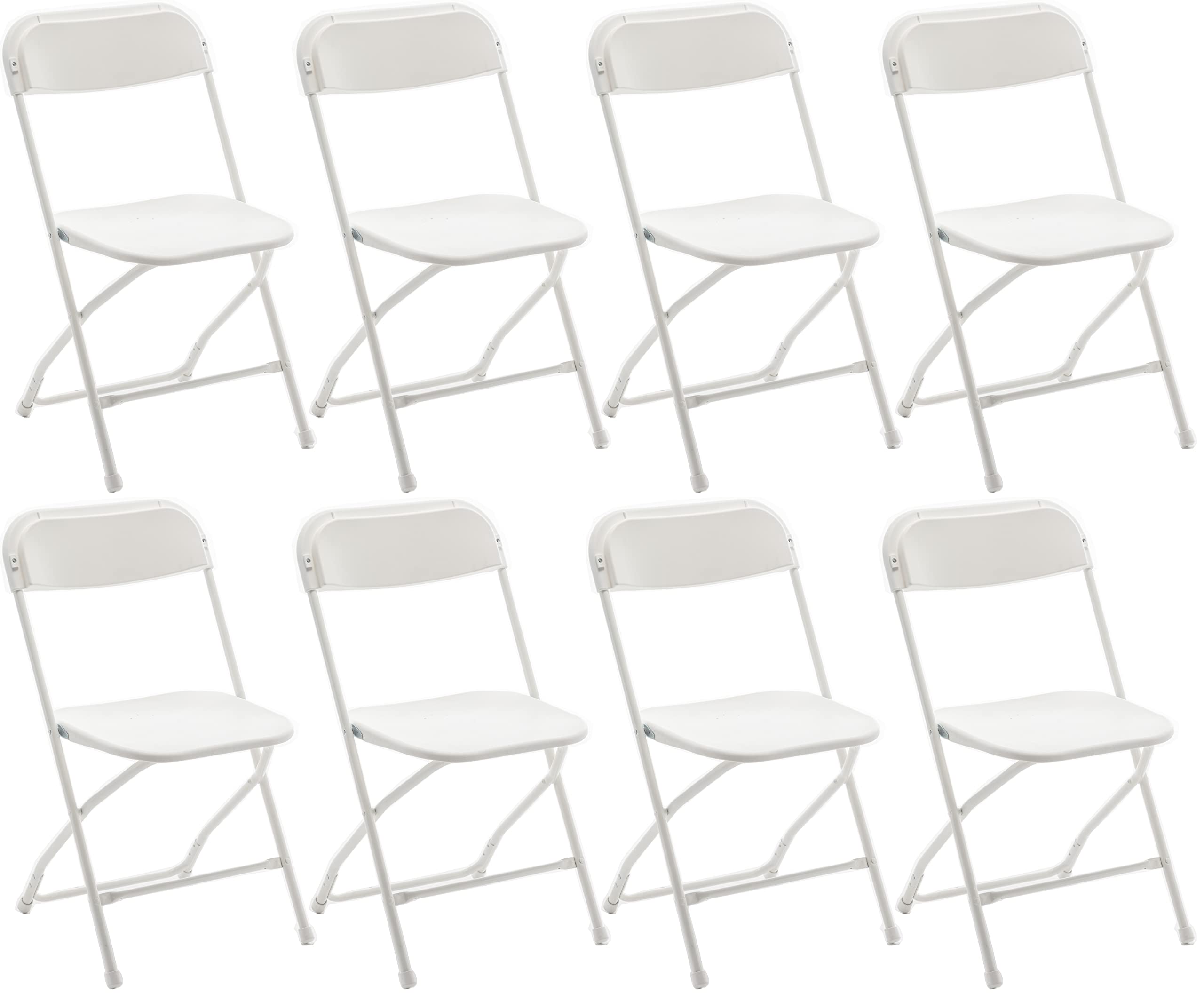 Photo 1 of BTEXPERT® Set of 8, White Plastic Folding Chair Steel Frame Commercial High Capacity Event Chair Lightweight Set for Office Wedding Party Picnic Kitchen Dining Church School
