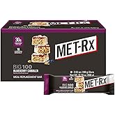 MET-Rx Big 100 Protein Bars, Blueberry Cobbler, 30g Protein, 9 Ct | Great as Healthy Meal Replacement, Snack, and Help Support Energy, With Vitamin A, Vitamin C, and Zinc