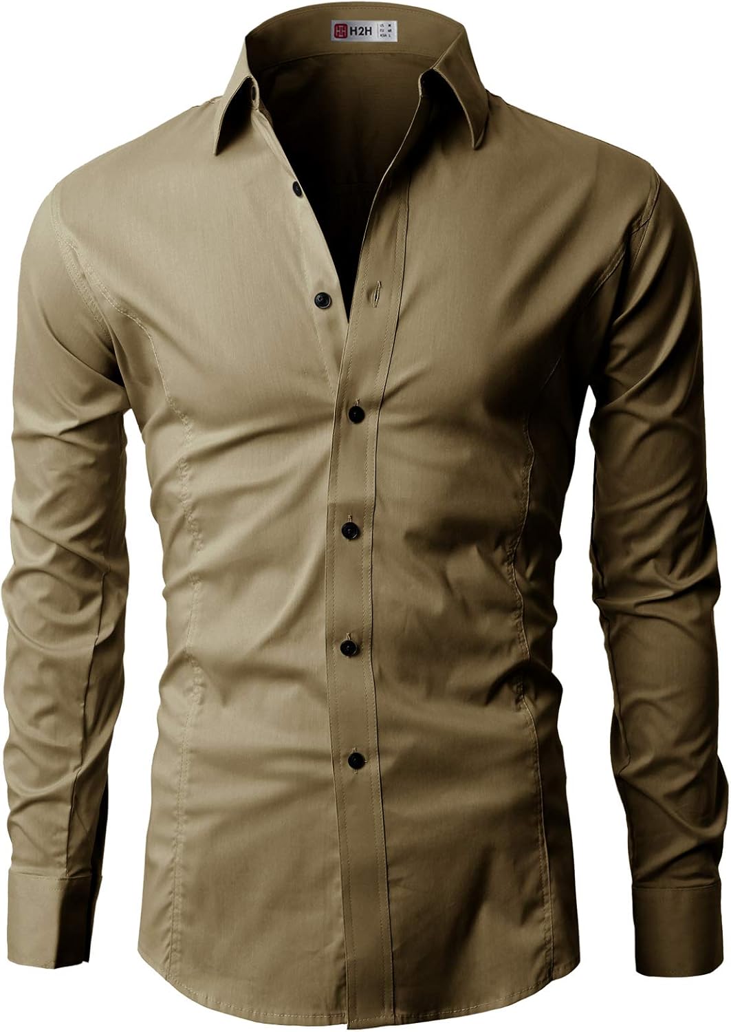 H2H Mens Dress Slim Fit Shirts Long Sleeve Business Shirts Basic Designed Breathable at  Men’s Clothing store