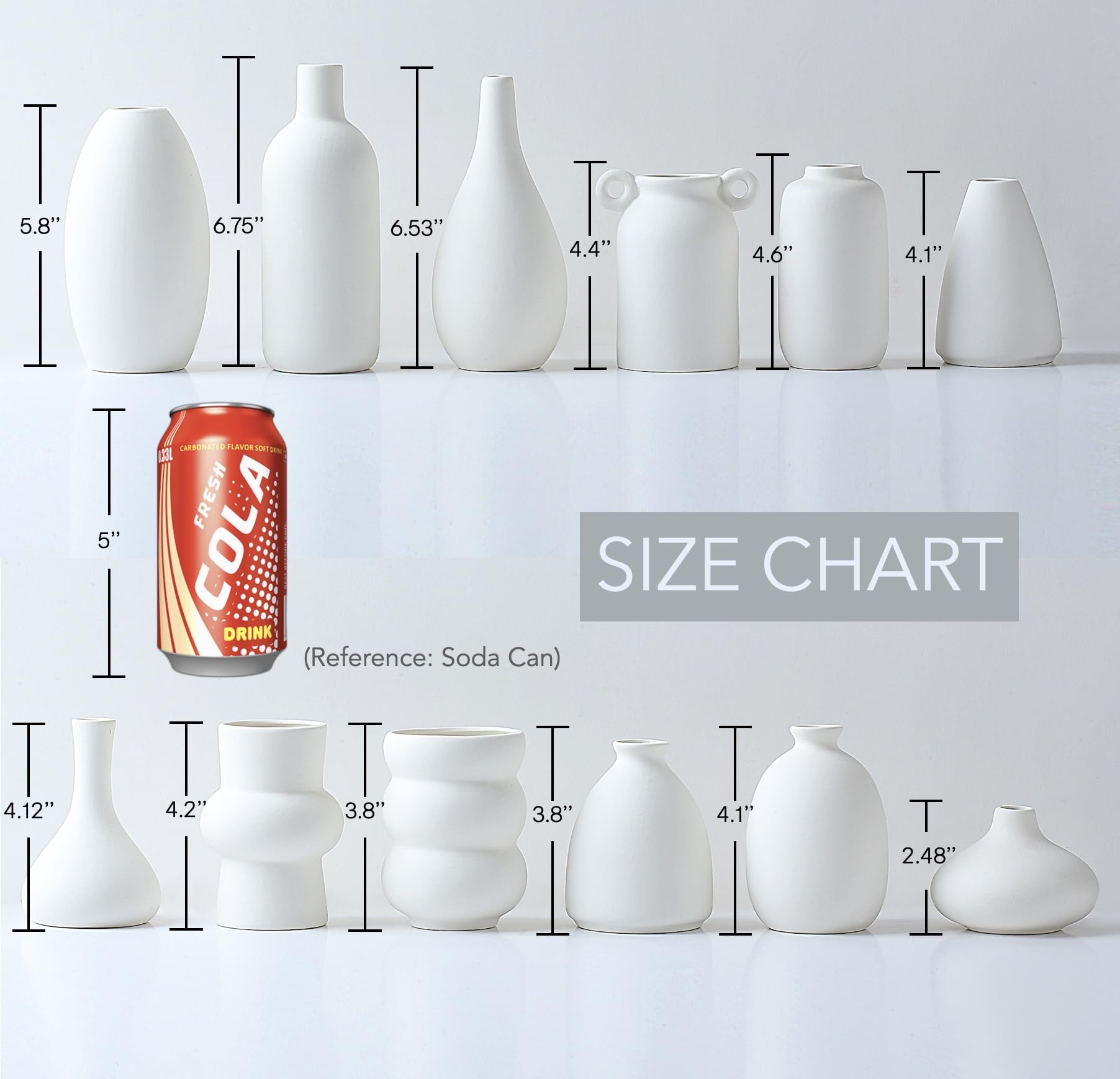 Parlamain Set of 12 White Ceramic Vase for Pampas Grass Flowers, Japandi Small Vases in Bulk for Wedding Centerpieces, Shelf and Table Decorations, Living Room and Bedroom Decor, DIY Gift - Image 6