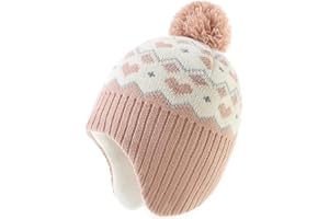 Moon Kitty Baby Girls Earflaps Knit Hats Infant Baby Beanies6-12Months