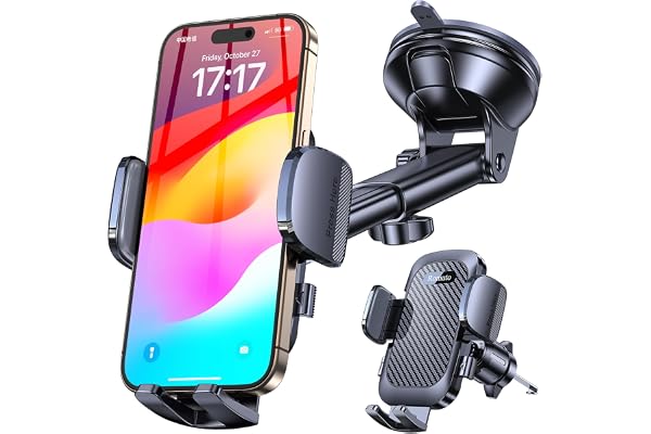 Romuto Car Phone Holder Mount【Strongest Suction】Phone Holder Car Dashboard Windshield Vent【Thick Cases Friendly】Car Accessori