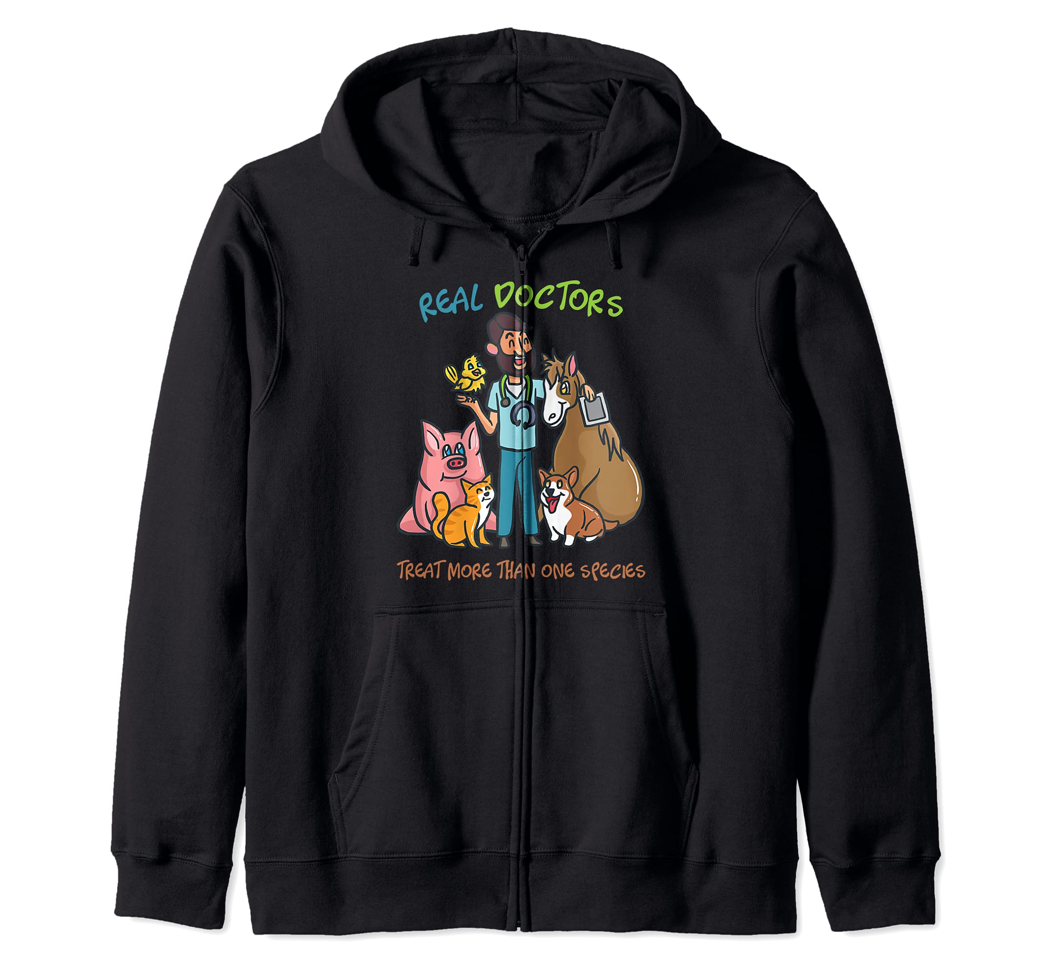 Real Doctors Veterinarian Funny Zoo Farm Animal Pet Doctor Zip Hoodie