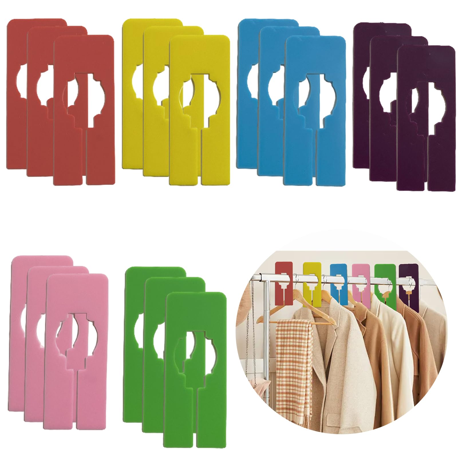 QXCFTW 18Pcs Wardrobe Dividers, 6 Colors Clothes Dividers, Clothes Rail Dividers, Clothes Dividers for Wardrobe, Rail Dividers, Wardrobe Divider, for Sorting Clothes Size, Color