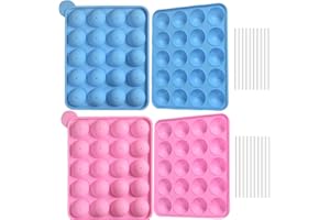 Newk Cake Pops Silicone Molds, 2 Pink and 2 Blue – Non-Stick, Food-Grade Silicone for Baking, Candy, and DIY Treats (Pack of 