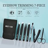 SWEET VIEW 7pcs Eyebrow Tweezers Kit with Brow Scissors Razor Spoolie Leather view 6