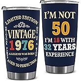 DOTAOKACI 50th Birthday Gift Ideas For Men Women Turning Fifty - 1976 Vintage Present For Him Her - 50th Decoration Party - Fifty Tumber 20oz - Happy 1976 50 Celebration For Year Old Milestone