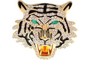 GIGB PBDK Rhinestone Tiger Head Brooch Pins for Men,Animal Lapel Pins Lion Wolf Head Coat Collar Brooch Vintage Lapel Pin Brooch Safety Pin Men Suit Accessory