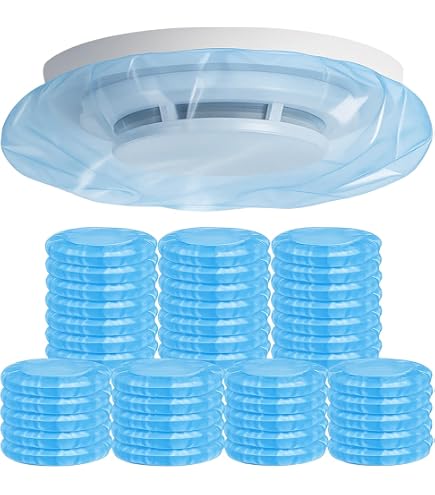 60-Pack Smoke Detector Dust Covers – 4" Stretchable Plastic Protective Covers – For Cooking, Renovation, Painting & Daily Use – Bright Orange
