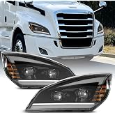 MT-VOSCA Headlight LED Compatible with 2018-2024 Freightliner Cascadia | Headlamp with FULL LED Black Housing, Driver and Passenger Side